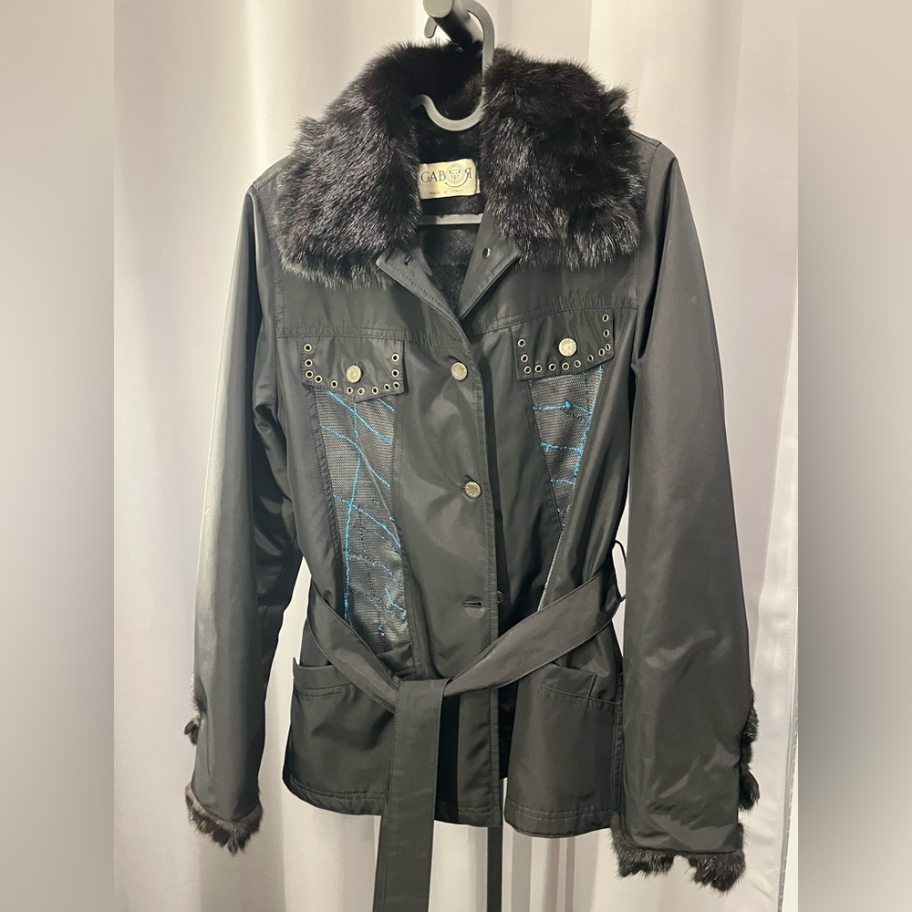 Gabor Black Utility Jacket with Faux Fur Collar